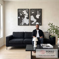 Quadro Decorativo Abstrato em Preto e Branco - Silhueta Feminina de Elegância em sala de estar moderna - quadros decorativos para sala