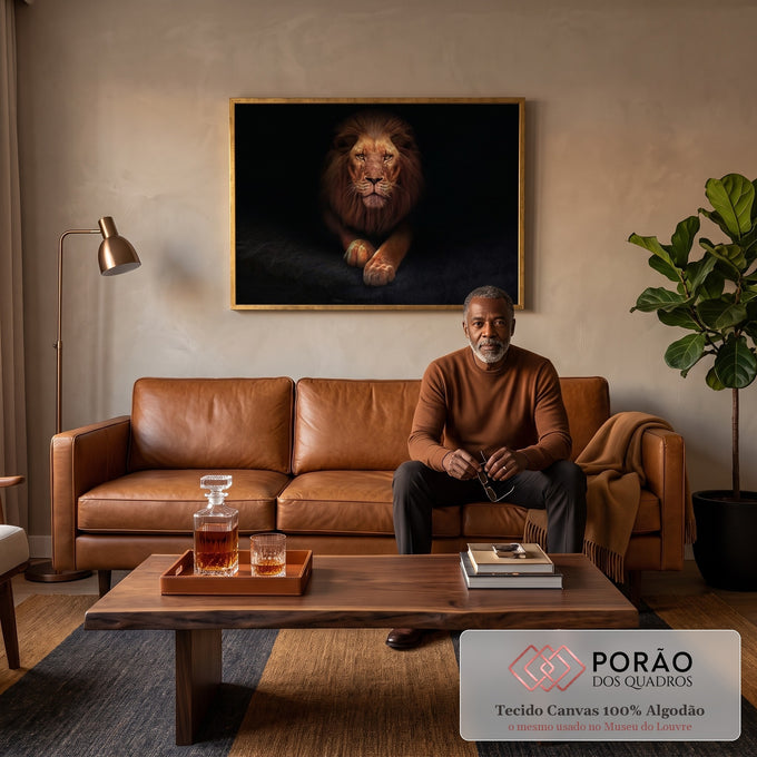 Quadro Decorativo Majestade Selvagem - Reinado em Canvas em sala de estar moderna - quadros decorativos para sala