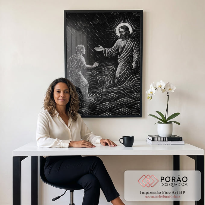 Quadro Decorativo Onda de Esperança Espiritual em escritorio moderno - quadros decorativos para sala