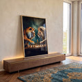 Quadro Decorativo: Majestade Entre Leões e Tigres em Xadrez em ambiente decorado - quadros decorativos para sala