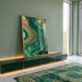 Quadro Decorativo Fluidez Verde Luxo em ambiente decorado - quadros decorativos para sala