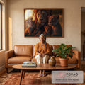 Quadro Decorativo Família Harmônica de Leões Beleza e Sofisticação em sala de estar moderna - quadros decorativos para sala
