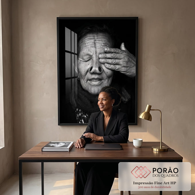 Quadro Decorativo Sabedoria em Preto e Branco em escritorio moderno - quadros decorativos para sala