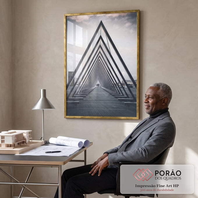 Quadro Decorativo Exclusivo: Ponte Urbana e Reflexões em escritorio moderno - quadros decorativos para sala