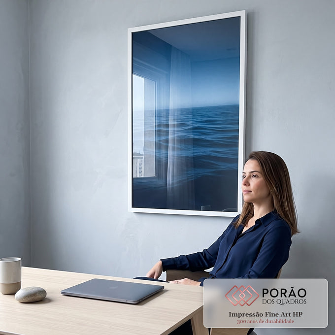 Quadro Decorativo Mar Sereno em escritorio moderno - quadros decorativos para sala