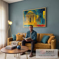 Quadro Decorativo Arquitetura Vibrante em sala de estar moderna - quadros decorativos para sala