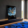 Quadro Decorativo Azul da Beleza Floral em ambiente decorado - quadros decorativos para sala