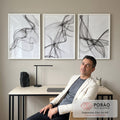 Quadro Decorativo: Elegância Abstrata Preto e Branco em escritorio moderno - quadros decorativos para sala