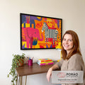 Quadro Decorativo Animais Estilizados Vibrantes em escritorio moderno - quadros decorativos para sala