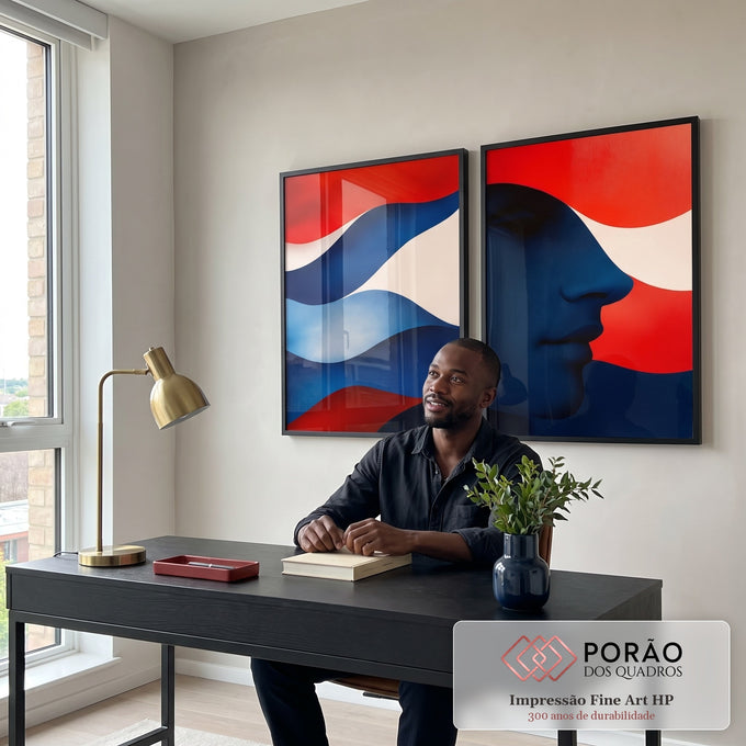 Quadro Decorativo Abstração Fluída - Cores e Formas Contemporâneas em escritorio moderno - quadros decorativos para sala