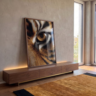 Quadro Decorativo Olhar de Tigre em ambiente decorado - quadros decorativos para sala