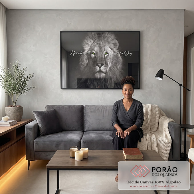 Quadro Decorativo Olhar do Rei: Majestade Animal em Sua Sala em sala de estar moderna - quadros decorativos para sala