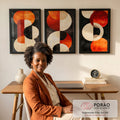 Quadro Decorativo Minimalista Circulares em Tons Alaranjados em escritorio moderno - quadros decorativos para sala