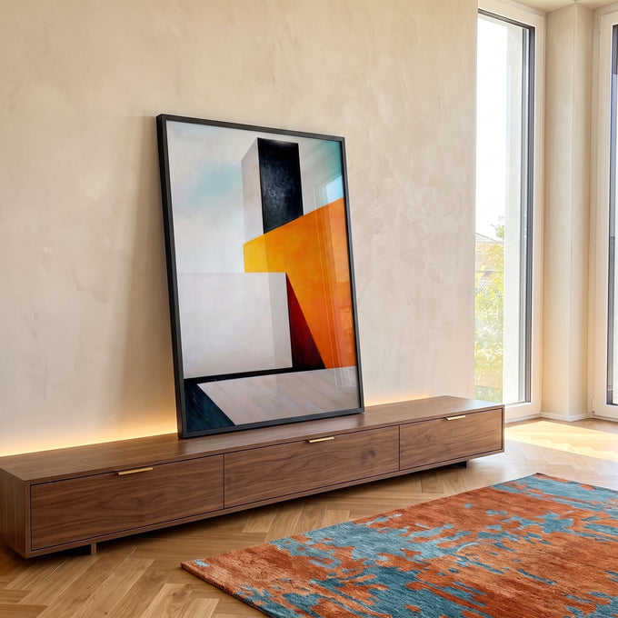 Quadro Decorativo: Geometria Vibrante Única em ambiente decorado - quadros decorativos para sala