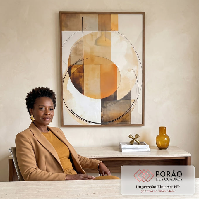 Quadro Decorativo Geométrico Moderno Círculos em Harmonia em escritorio moderno - quadros decorativos para sala