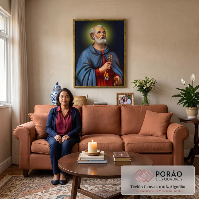 Quadro Decorativo São Pedro em sala de estar moderna - quadros decorativos para sala