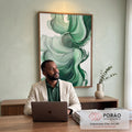 Quadro Decorativo Pincelada Serenidade Verde em escritorio moderno - quadros decorativos para sala