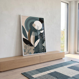 Quadro Decorativo Folhas Tropicais Modernas - Sofisticação e Natureza para seu Ambiente em ambiente decorado - quadros decorativos para sala