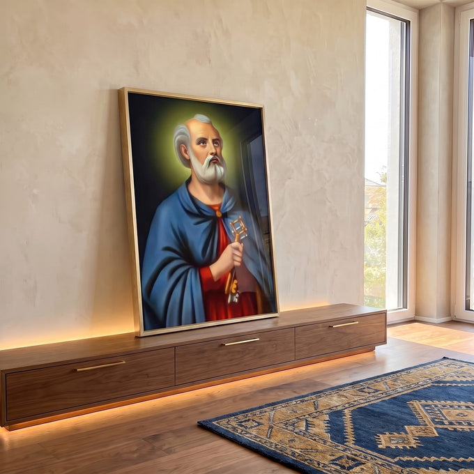 Quadro Decorativo São Pedro em ambiente decorado - quadros decorativos para sala