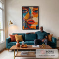 Quadro Decorativo Abstração Feminina em sala de estar moderna - quadros decorativos para sala