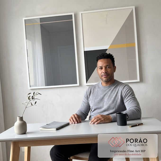 Quadro Decorativo Geometria & Movimento: Inspire-se em escritorio moderno - quadros decorativos para sala