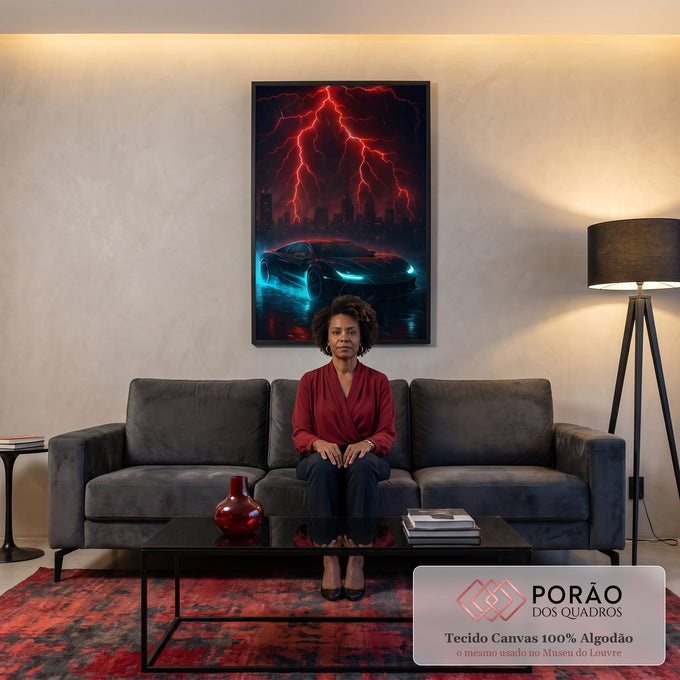 Quadro Decorativo Tempestade Futurista em Movimento em sala de estar moderna - quadros decorativos para sala