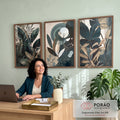 Quadro Decorativo: Folhas Terrosas, Encanto Natural em escritorio moderno - quadros decorativos para sala