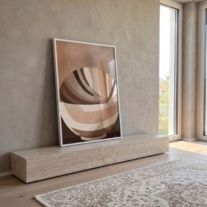 Quadro Decorativo: Inspiração Abstrata em Cores Quentes em ambiente decorado - quadros decorativos para sala