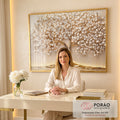 Quadro Decorativo Elegância da Vida Dourada em escritorio moderno - quadros decorativos para sala