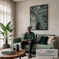 Quadro Decorativo Folha Verde com Orvalho - Inspire-se! em sala de estar moderna - quadros decorativos para sala