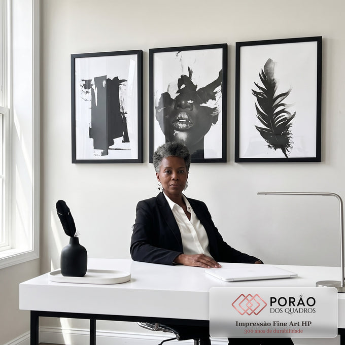 Quadro Decorativo Arte Contemporânea Minimalista em escritorio moderno - quadros decorativos para sala