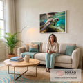 Quadro Decorativo Tartaruga Marinha: Beleza Subaquática em sala de estar moderna - quadros decorativos para sala