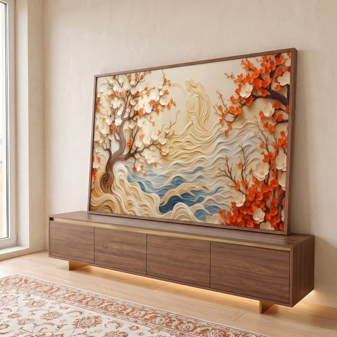 Quadro Decorativo Natureza em Flor em ambiente decorado - quadros decorativos para sala