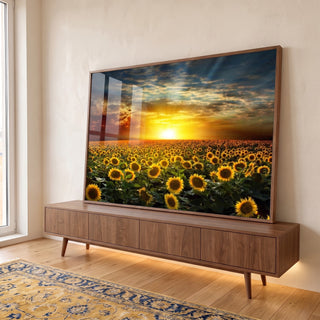 Quadro Decorativo Girassol Majestoso - Inspire-se! em ambiente decorado - quadros decorativos para sala