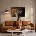 Quadro Decorativo Duas Faces Símbolo de Fé e Força em sala de estar moderna - quadros decorativos para sala