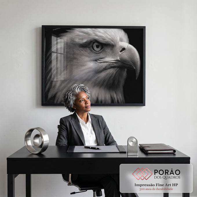 Quadro Decorativo Águia Majestosa em escritorio moderno - quadros decorativos para sala