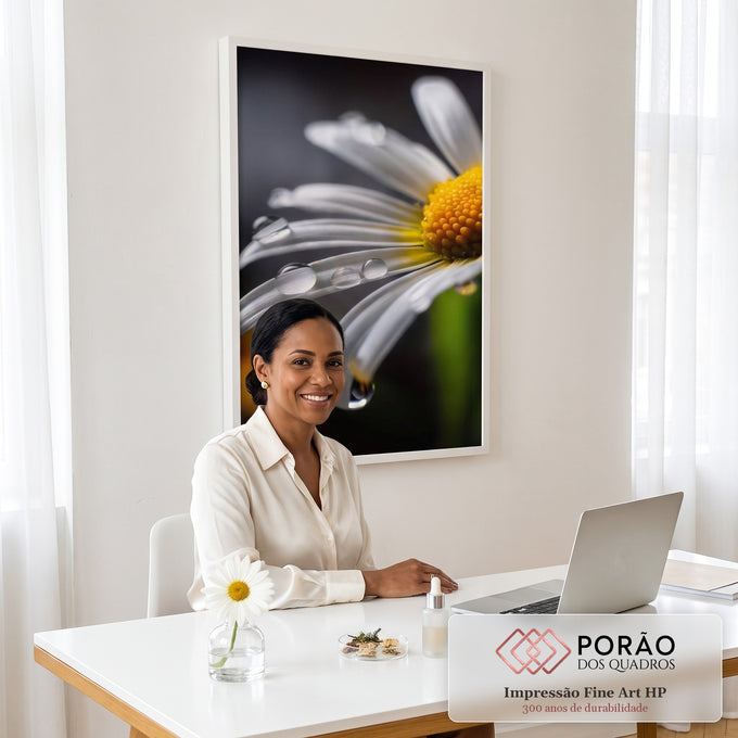 Quadro Decorativo Margarida Radiante em escritorio moderno - quadros decorativos para sala