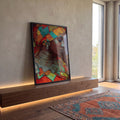 Quadro Decorativo Retrato Feminino Vibrante em ambiente decorado - quadros decorativos para sala