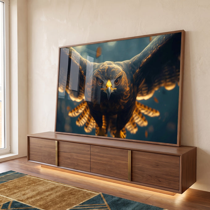 Quadro Decorativo Elegância do Falcão Arte que Inspira em ambiente decorado - quadros decorativos para sala