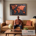 Quadro Decorativo Mapa do Estilo Moderno: Elegância Única em sala de estar moderna - quadros decorativos para sala