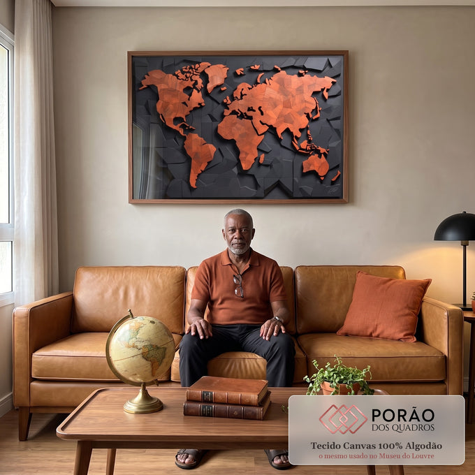 Quadro Decorativo Mapa do Estilo Moderno: Elegância Única em sala de estar moderna - quadros decorativos para sala