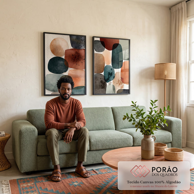 Quadro Decorativo Abstrato Moderno em sala de estar moderna - quadros decorativos para sala