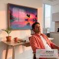 Quadro Decorativo Pôr do Sol Sereno em escritorio moderno - quadros decorativos para sala