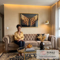 Quadro Decorativo Asas Douradas Elegantes em sala de estar moderna - quadros decorativos para sala