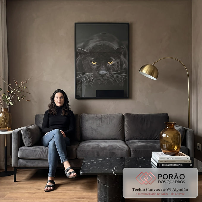 Quadro Decorativo Majestade da Pantera Negra - Adicione Elegância em sala de estar moderna - quadros decorativos para sala
