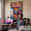 Quadro Decorativo Tigre Estiloso em Óculos em escritorio moderno - quadros decorativos para sala