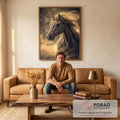 Quadro Decorativo A Fluidez Do Cavalo em sala de estar moderna - quadros decorativos para sala