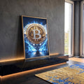 Quadro Decorativo Bitcoin Brilhante em ambiente decorado - quadros decorativos para sala