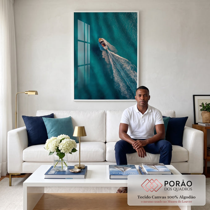 Quadro Decorativo Mar Sereno em sala de estar moderna - quadros decorativos para sala
