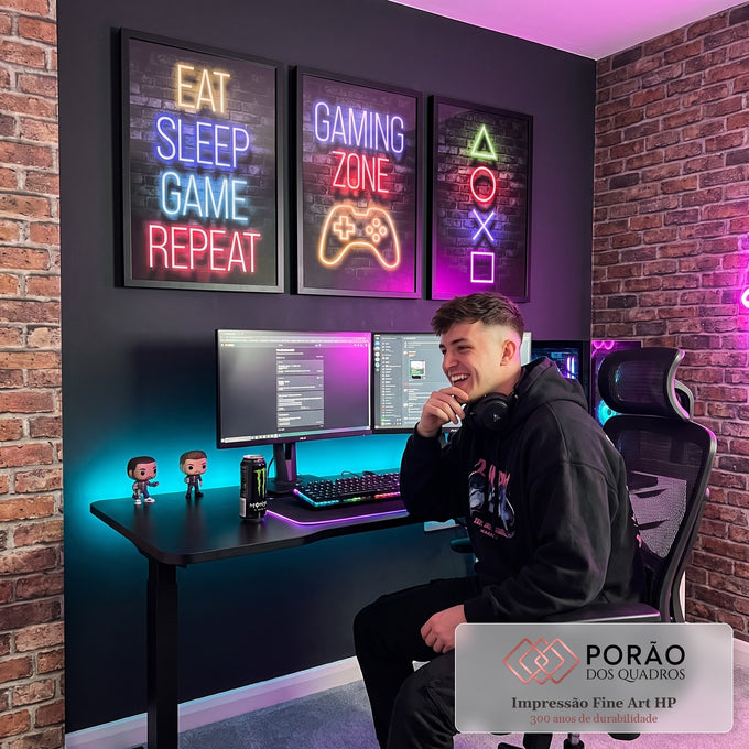 Quadro Decorativo Neon Gamer\'s Paradise: Magia Neon para Você em escritorio moderno - quadros decorativos para sala